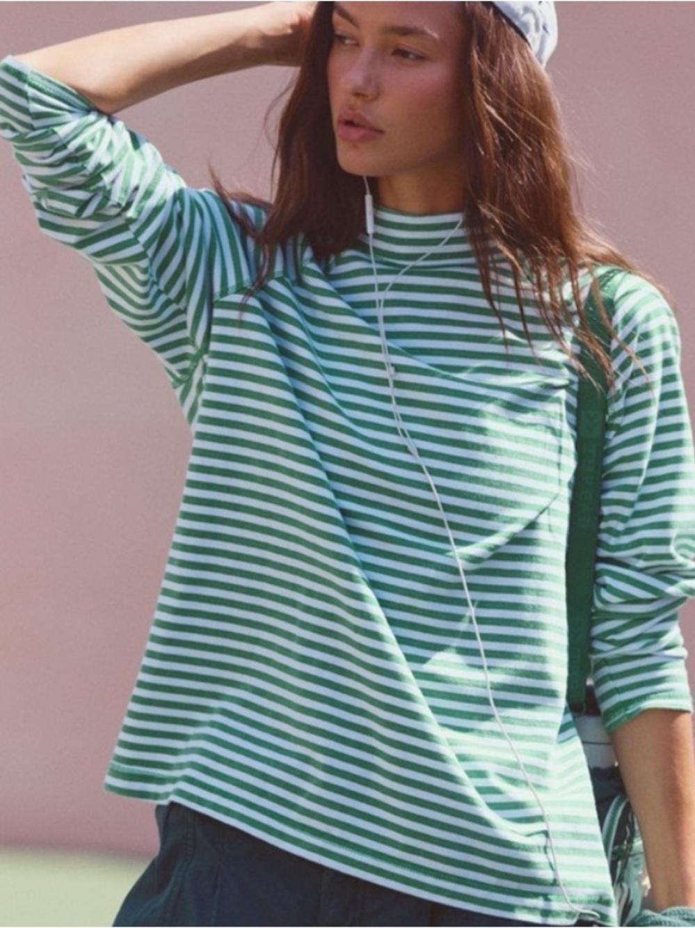 !!NWT!!! FP Movement by Free People STRIPED RESTORATION LAYER IN GREEN GLOW XS